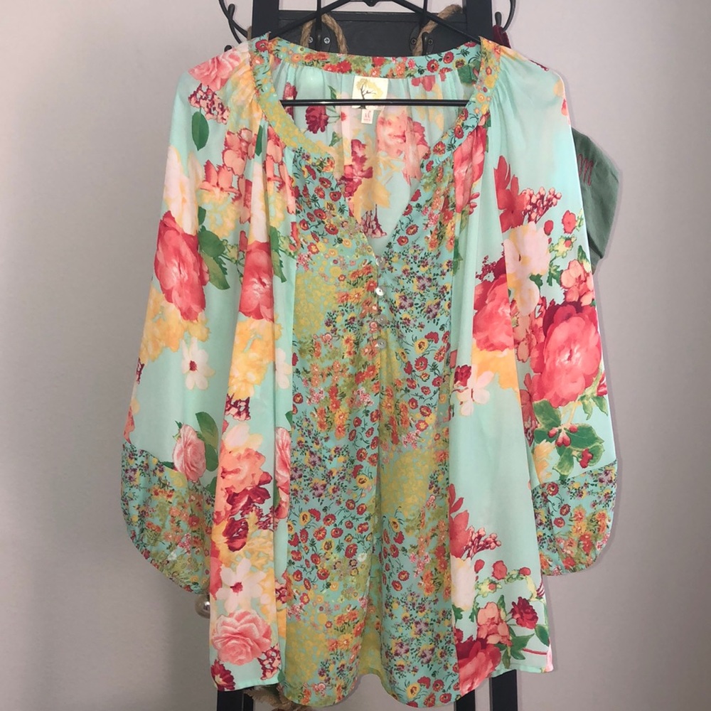 Fig & Flower Top, Multi Colored, XL